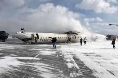 Delta aircraft flips upside down on landing at Toronto Airport