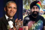 barack obama, sikh man, pride month 2019 sikh man s rainbow turban impresses barack obama, Sikh man